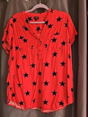 torrid Red Star-Print Henley Blouse